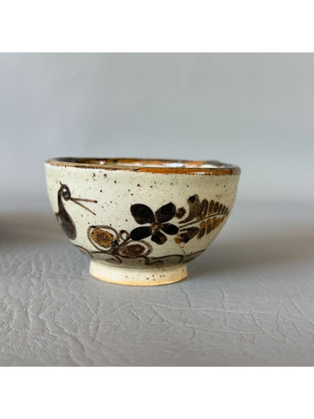 Vintage Tonala Mexico Studio Pottery Cup Saucer Set Signed S Lucas Bird 5.5" - Picture 14 of 16